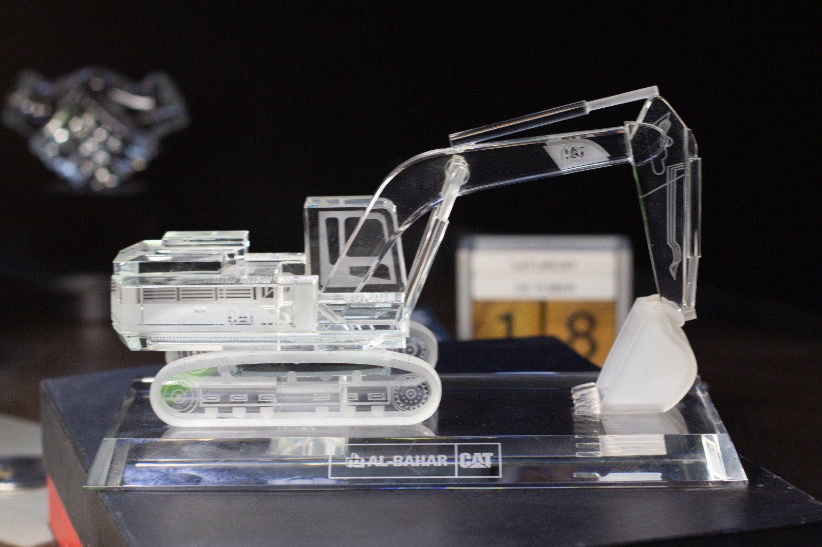 Custom Crystal Excavator Award with 3D Etching