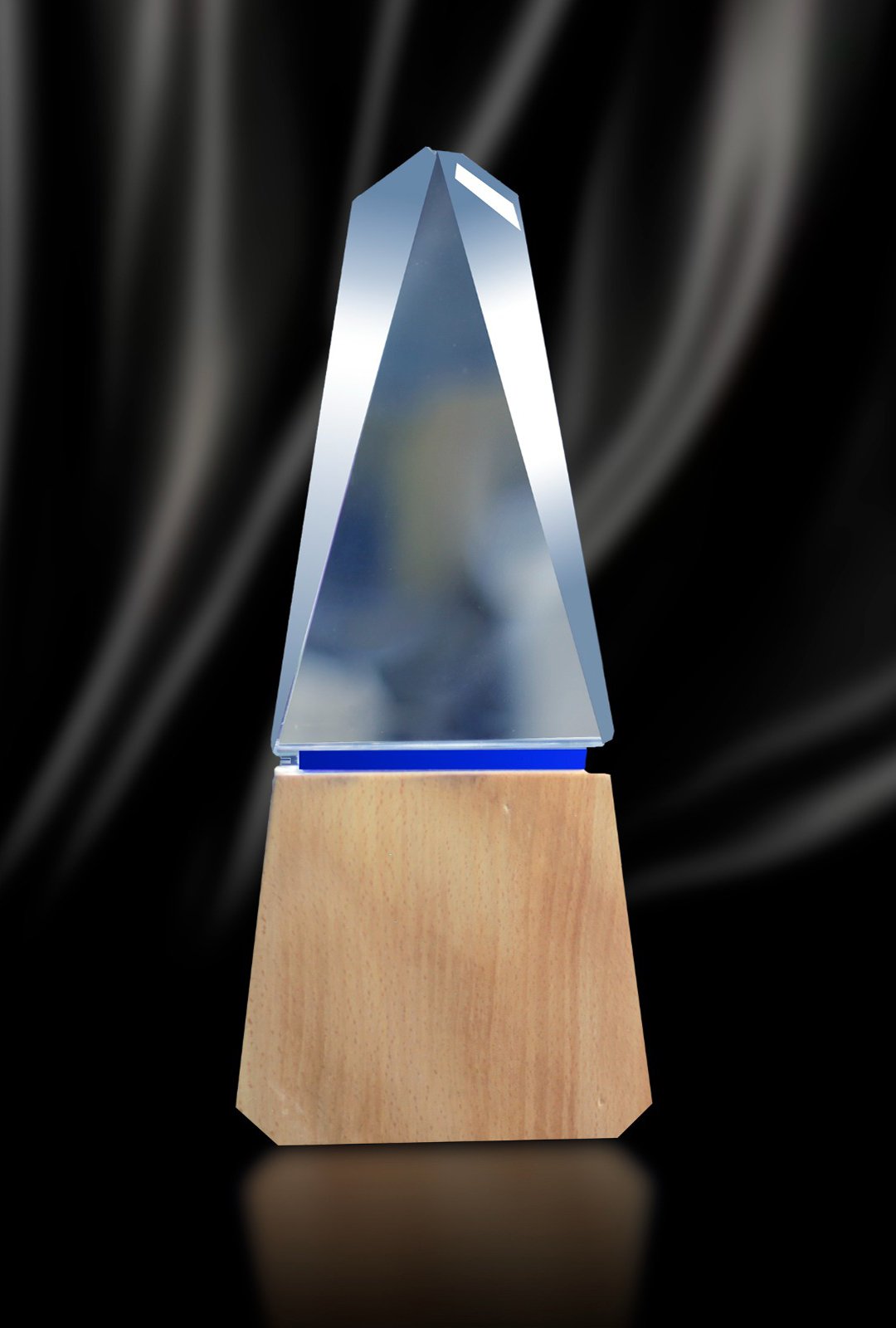 Handcrafted Crystal on Natural Wood Trophy