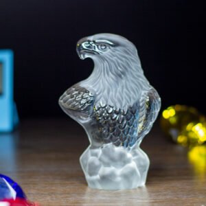Frosted Crystal Falcon Bust Sculpture