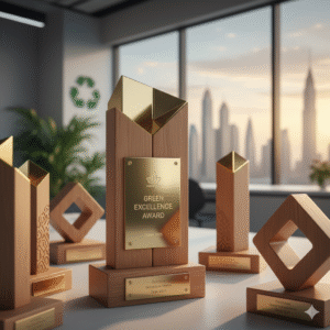Green Luxury: Why Combining Wood and Metal is the Top Sustainable Trend for Corporate Awards in the UAE