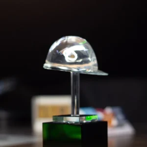 Custom 3D Crystal Hardhat Safety Award - Premium Construction Trophy Dubai