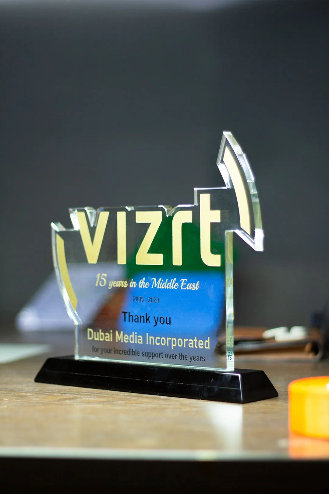 Bespoke Vizrt Middle East Partnership Recognition Award