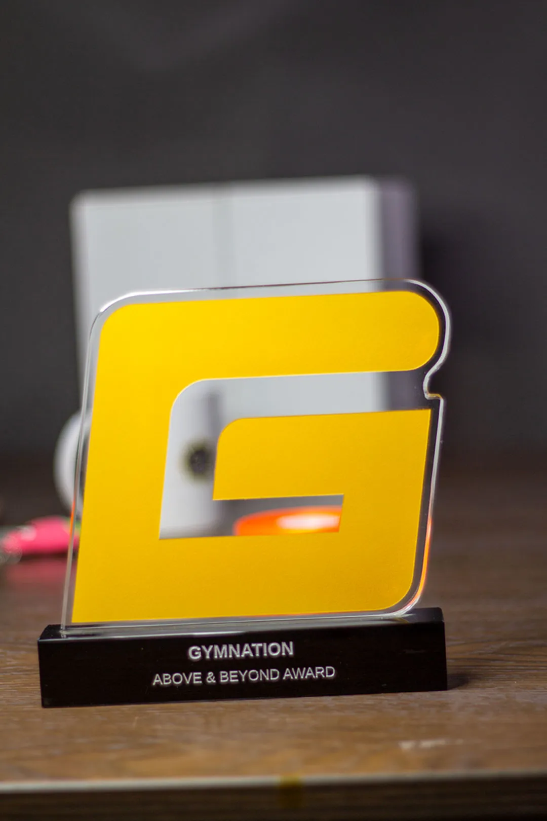 Bespoke Gymnation Above & Beyond Crystal Colored Logo Award