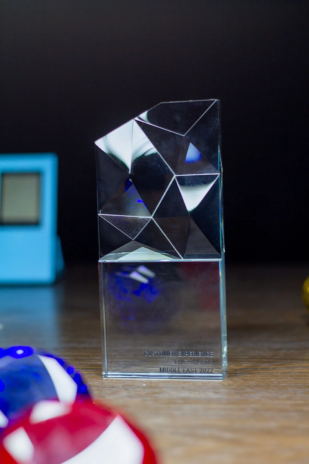 Geometric Apex Faceted Crystal Award