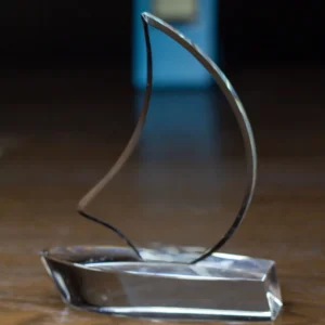 Crystal Sailboat Trophy on Polished Hull Base
