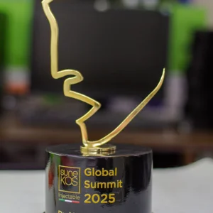 Gold Abstract Face Profile Metal and Wood Trophy