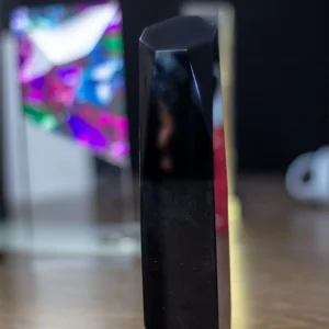 Premium Tall Black Crystal Monolith with Geometric Facets