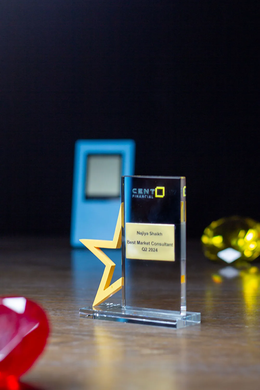 Bespoke Gold Star & Glass Pillar Excellence Trophy