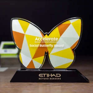 Etihad Social Butterfly Butterfly-Shaped Crystal Award