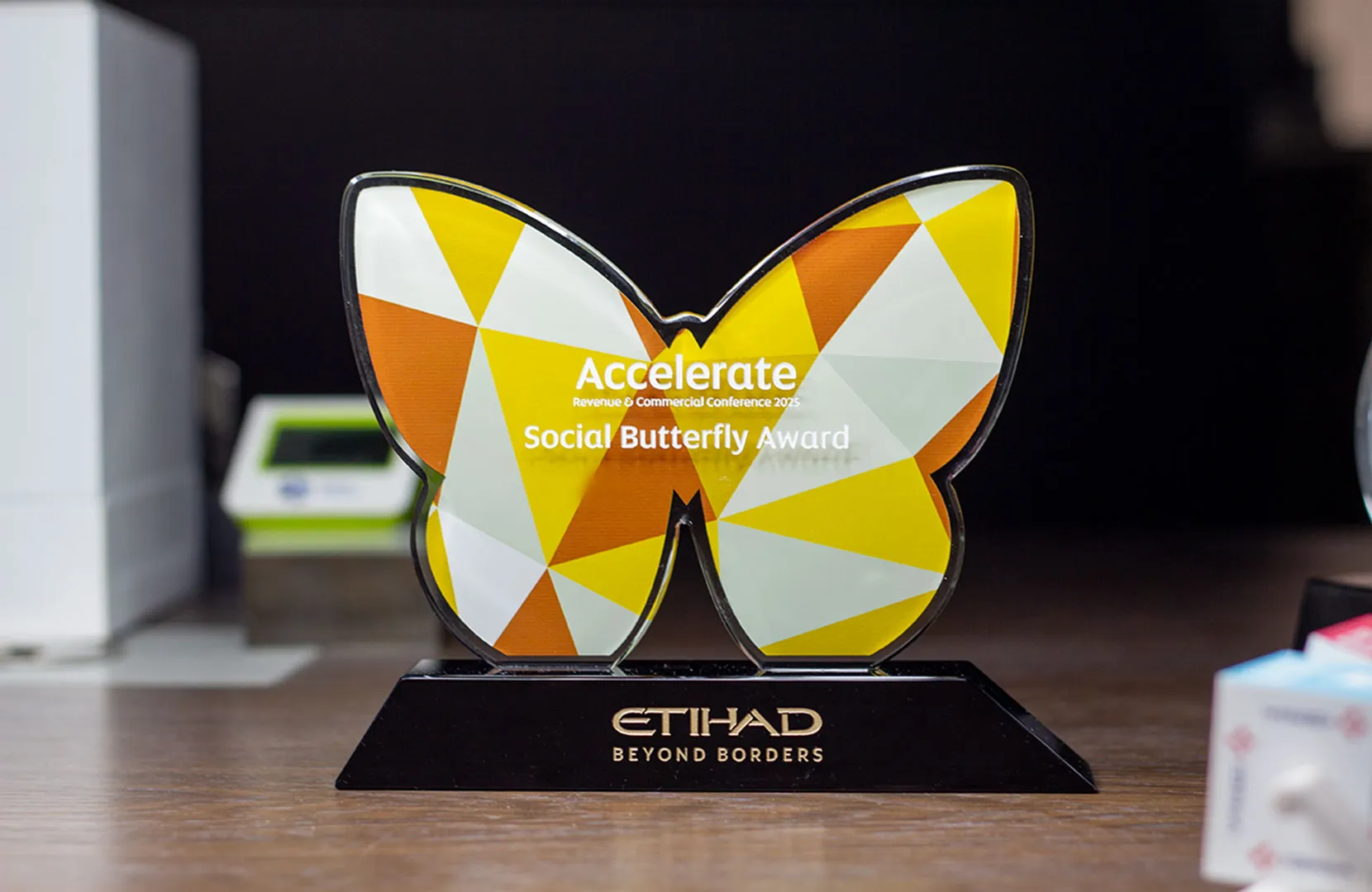Etihad Social Butterfly Butterfly-Shaped Crystal Award