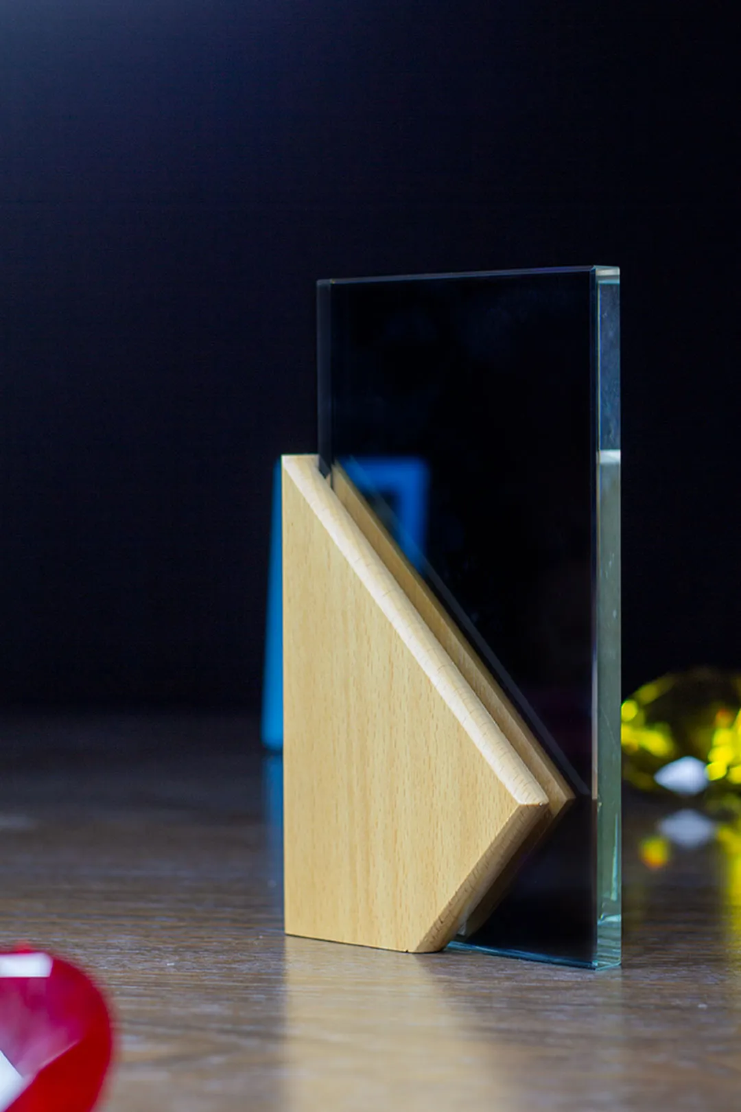 Geometric Wood & Crystal Monolith Award