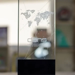 Custom Geometric World Map Crystal Award