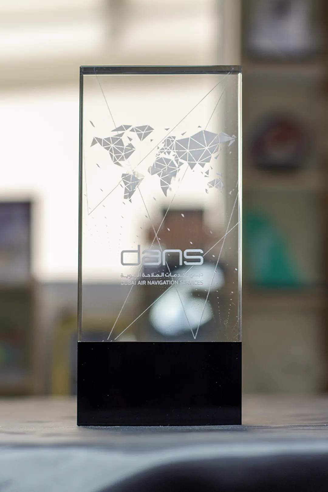 Custom Geometric World Map Crystal Award