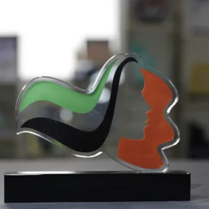 Custom Emirati Profile Crystal Award with Vibrant Infill