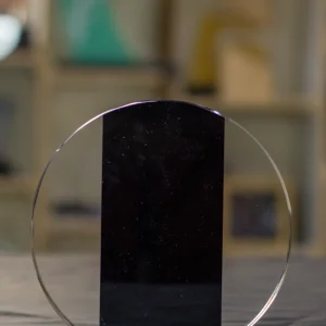 Circular Clear and Black Mirror Crystal Corporate Award