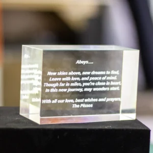 Bespoke 3D Laser Engraved Crystal Poem & Message Block