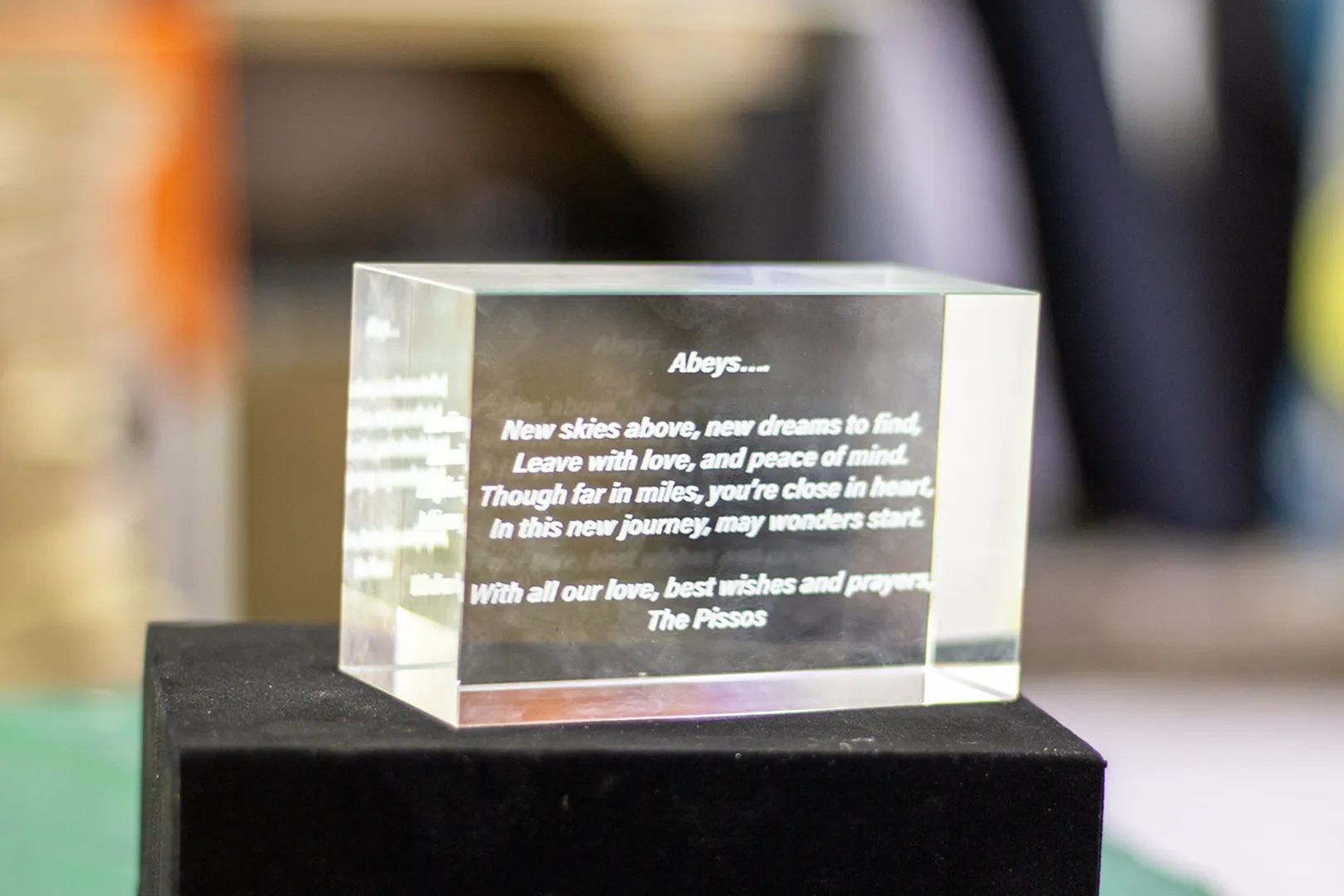 Bespoke 3D Laser Engraved Crystal Poem & Message Block