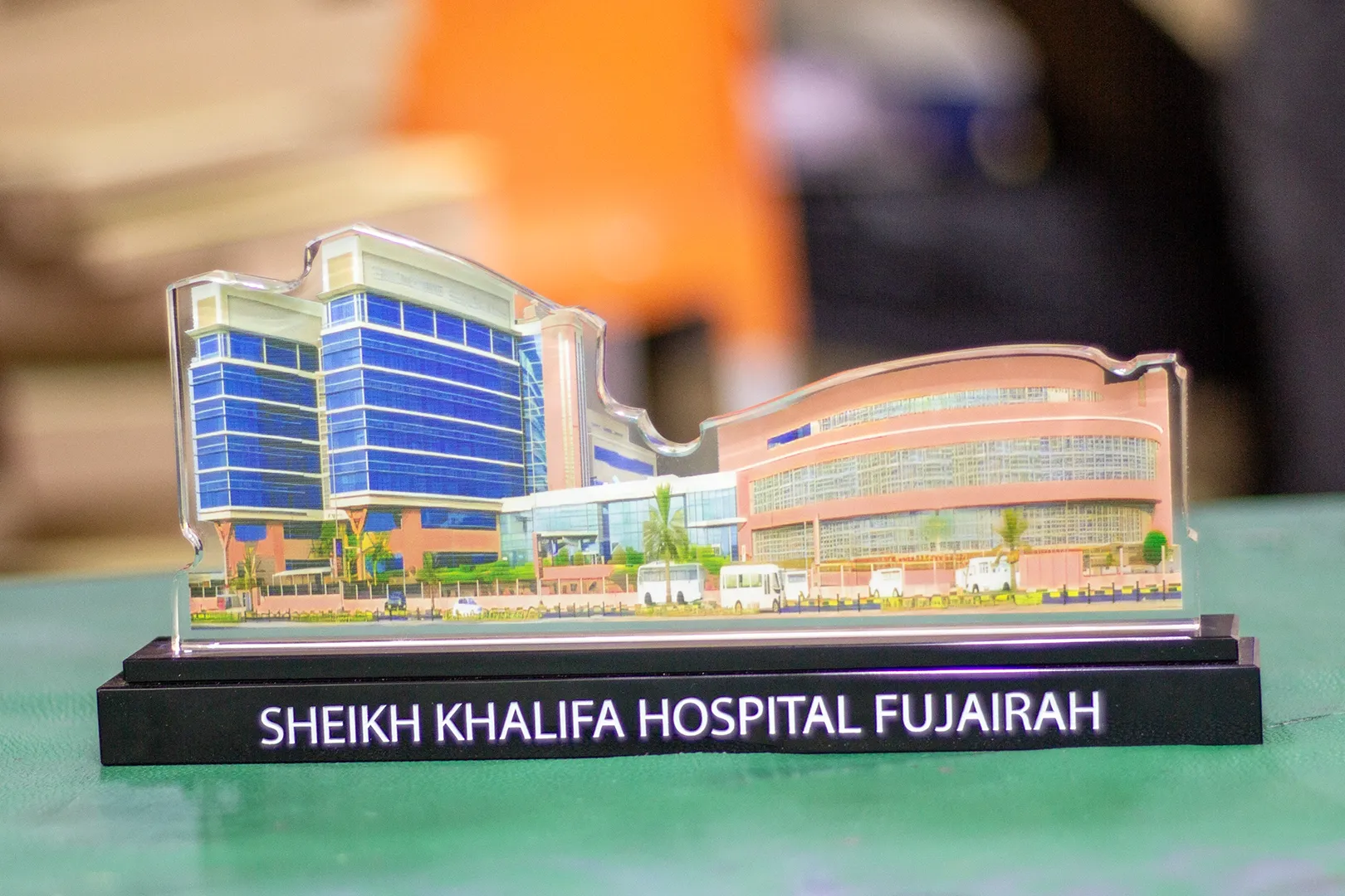 Sheikh Khalifa Hospital Fujairah Custom Cut Crystal Award