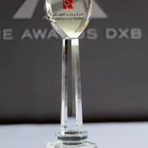 Custom Crystal Heart Trophy - Rashid Centre for Disabled