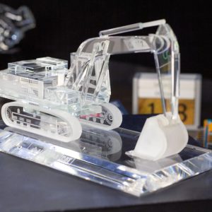 Custom 3D Crystal Excavator Award - Bespoke Construction Trophy Dubai