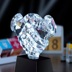 Premium 3D Crystal Handshake Partnership Trophy