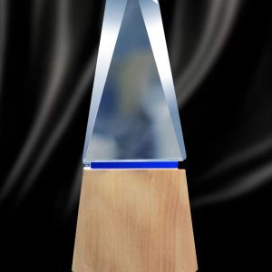 Handcrafted Obelisk Crystal on Natural Wood Trophy