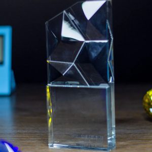 Geometric Apex Faceted Crystal Award