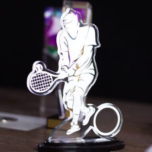 Dynamic Tennis Player Crystal Cutout Award