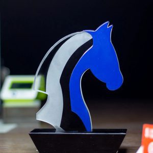Equestrian Excellence Stylized Horse Head Crystal Trophy