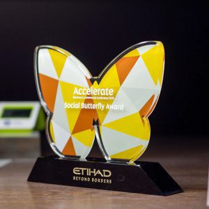 Etihad Social Butterfly Butterfly-Shaped Crystal Award