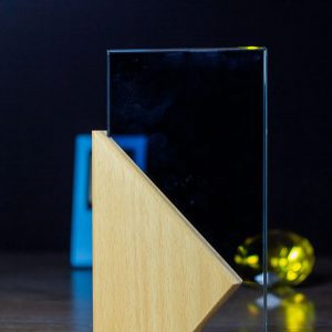 Geometric Wood & Crystal Monolith Award