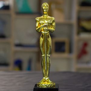 Gold Achievement Statuette on Black Pedestal Base
