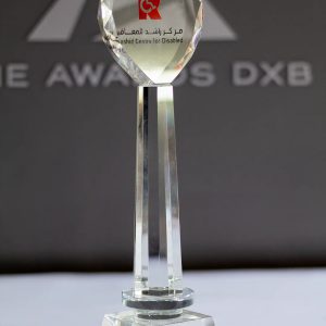 Custom Crystal Heart Trophy - Rashid Centre for Disabled